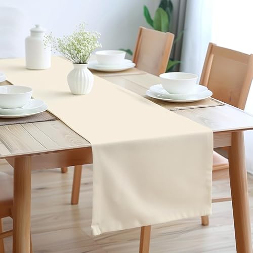 Encasa Table Runner Größe 32x150 cm | Baumwoll -Leinwand Stoff | Natürlich Solid Color | Waschbarer und dauerhaft von Encasa