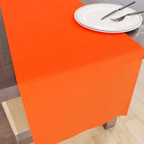 Encasa Table Runner Größe 32x150 cm | Baumwoll -Leinwand Stoff | Orange Solid Color | Waschbarer und dauerhaft von Encasa