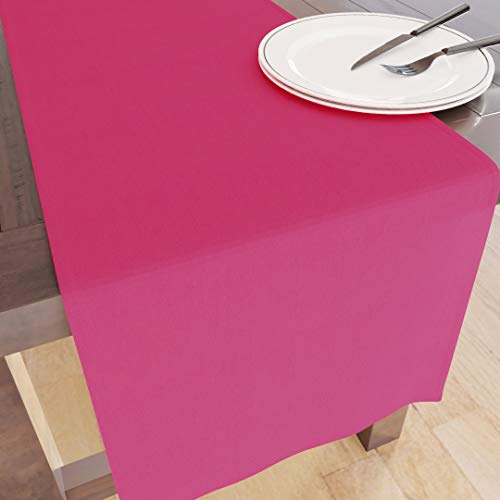 Encasa Table Runner Größe 32x150 cm | Baumwoll -Leinwand Stoff | Pink Solid Color | Waschbarer und dauerhaft von Encasa