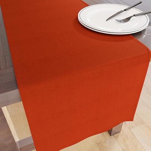 Encasa Table Runner Größe 32x150 cm | Baumwoll -Leinwand Stoff | Ziegel Solid Color | Waschbarer und dauerhaft von Encasa
