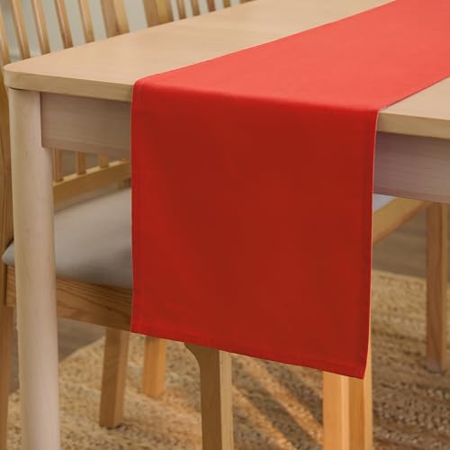 Encasa Table Runner Größe 32x150 cm | Baumwoll -Leinwand Stoff | Ziegel Solid Color | Waschbarer und dauerhaft von Encasa