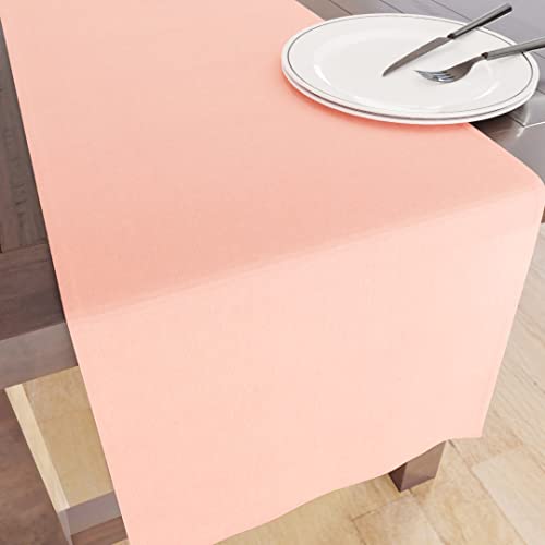 Encasa Table Runner Größe 32x183 cm | Baumwoll -Leinwand Stoff | Pulver rosa Solid Color | Waschbarer und dauerhaft von Encasa
