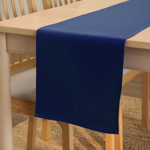 Encasa XO Table Runner Größe 32x183 cm | Baumwoll -Leinwand Stoff | Scotch Blue Solid Color | Waschbarer und dauerhaft von Encasa XO