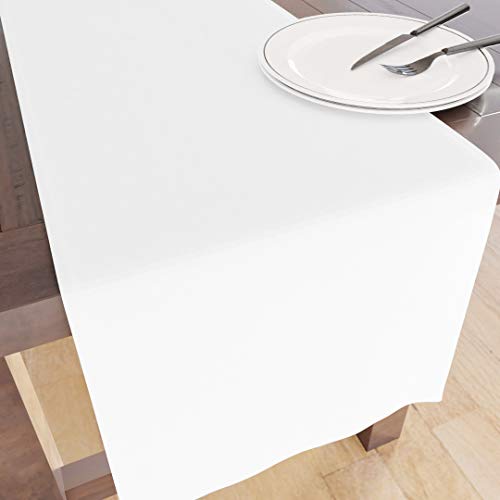 Encasa Table Runner Größe 32x183 cm | Baumwoll -Leinwand Stoff | Weiss Solid Color | Waschbarer und dauerhaft von Encasa