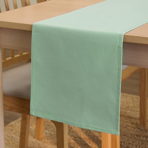 Encasa XO Table Runner Größe 32x230 cm | Baumwoll -Leinwand Stoff | Mint Green Solid Color | Waschbarer und dauerhaft von Encasa XO