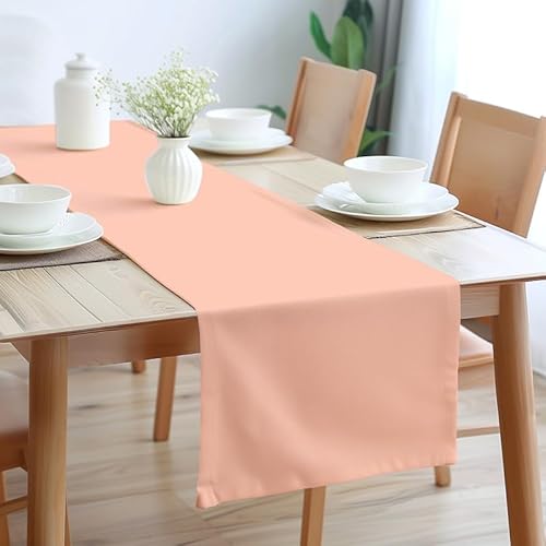 Encasa Table Runner Größe 32x230 cm | Baumwoll -Leinwand Stoff | Pulver rosa Solid Color | Waschbarer und dauerhaft von Encasa