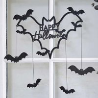 Schwarze Holz Fledermaus Happy Halloween Kranz, Wand Dekor von EnchMoments
