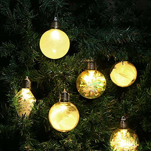 Encham 12 Stück Weihnachtskugeln beleuchtet Christbaumskugeln LED klar Transparent Kugeln Baumkugeln Weihnachtsanhänger Christbaumschmuck Weihnachten Ornamente Weihnachtsdeko von Encham