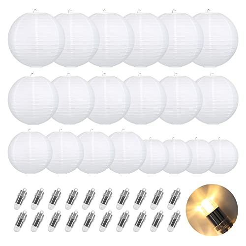 Encham 20 Stück Papierlaterne Weiß Lampions mit 20X Warmweiß Mini LED-Ballons Lichter rund Lampenschirm Hochzeitsdeko Party Geburtstage Gartenparty Deko Encham 20 Stück Papierlaterne Weiß Lampions mit 20X Warmweiß Mini LED-Ballons Lichter rund Lampenschirm Hochzeitsdeko Party Geburtstage Gartenparty Deko von Encham