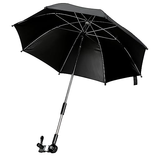 Encham Universal Sonnenschirm für Kinderwagen UV Schutz 50+ Sonnenschutz für Buggy Kinderwagenschirm 72cm Durchmesser Babywagen Schirm schwarz von Encham