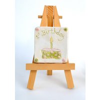 Baby Mädchen 1. Geburtstag - 2 X Keramikfliesen von EnchanteLLC