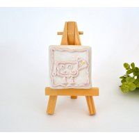 Die Kleine Rosa Kuh ~ 2 X Keramikfliese von EnchanteLLC