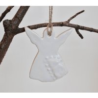 Keramik Engel Ornament ~ Weiße Ornamente Handgemacht Weihnachtsschmuck 6578 von EnchanteLLC
