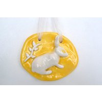 Keramikfliese Mit Hasen ~ Weißes Häschen Tierkunst Für Kinderzimmer von EnchanteLLC