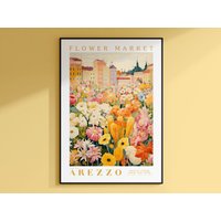 Arezzo Blumenmarkt Poster, Italien Reisekunst, Gelbe Pfingstrose, Rosen, Blumenposter, Blumenillustration, Blumen Kunstdruck, Toskana Wandkunst von EnchantedSights