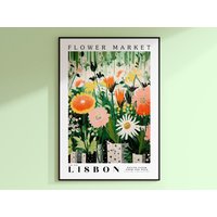 Lissabon Blumenmarkt Poster, Reisekunst, Blumengarten Wandkunst, Blumendruck Kinderzimmer, Natur Geschenk Zum Muttertag, Grün von EnchantedSights