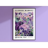 Queens Blumenmarkt Print, New York City Reisekunst, Großes Modernes Poster, Lila Und Blaue Blumenkunst, Blumengarten Queens Blumenmarkt Print, New York City Reisekunst, Großes Modernes Poster, Lila Und Blaue Blumenkunst, Blumengarten von EnchantedSights