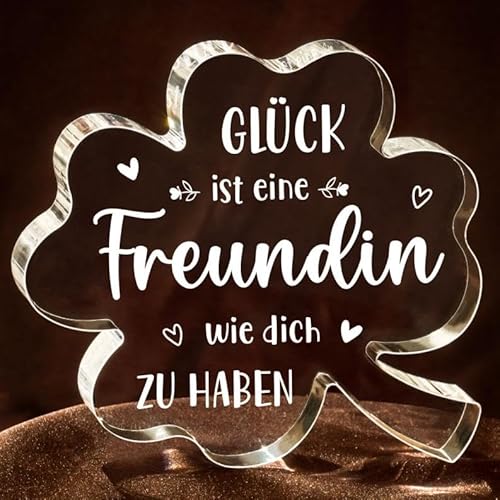 Encoink Beste Freundin Geschenke, Geschenk Freundin Geburtstag – Acryl Glücksklee Dekoration, Abschiedsgeschenk Freundin, Freundschaftsgeschenke, Weihnachtsgeschenke von Encoink