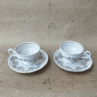 2Er Set Vintage 80Er Jahre Weimar Porzellan Espressotassen Und Untertassen Sets Geschenk Für Weihnachtsliebhaber von EncoretroDeutsch