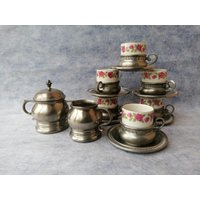 Antik 60Er Jahre Wmf Zinn Espressotassen Tassen+ Milchkännchen+ Glas/Wmf Kaffeetassen Set Geschenk Für Vintageliebhaber von EncoretroDeutsch