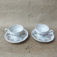 Vintage 80Er Jahre Weimar Porzellan Espresso Tasse Mit Untertasse Set von EncoretroDeutsch