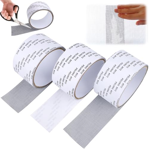 3 Stück Fliegengitter Reparatur Klebeband, 5cm x 6m Fliegengitter Fenster Reparatur, Insektenschutz Fliegengitter Reparatur klebeband, Stark Selbstklebend Glasfaser, Adhesive Screen Repair Tape von Encuryna