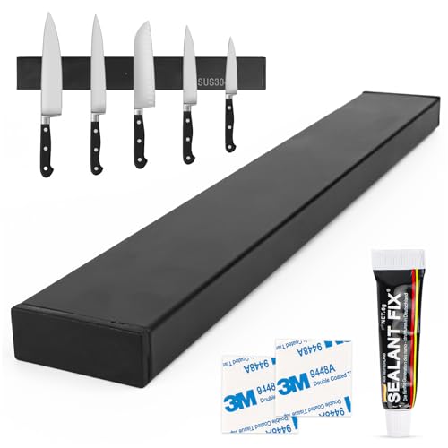 30 cm Magnetleiste Messer selbstklebend, Magnetischer Messerhalter, Magnetleiste Messerblock aus Edelstahl, Kann ohne Bohren installiert Werden, Kann Eisenmesser oder Utensilien Aufnehmen von Encuryna