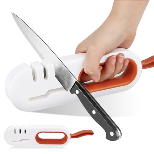 4 in 1 Messerschärfer, Manuelle Messerschärfer mit 4 Stufen, Profi Mini Schaerferer Messerschärfer Küchenmesserschärfer für Obstmesser, Stahlmesser, Scheren von Encuryna