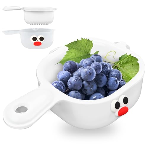 Encuryna 2 in 1 Obstsieb Beerensieb - Zweilagiger & Zweischichtiger Abtropfkorb mit Griff, Kunststoff-Obst-Waschsieb, Mehrzweck-Küchensieb, Multifunktionaler Abtropfkorb, Abnehmbarer Sieb-Abtropfkorb von Encuryna