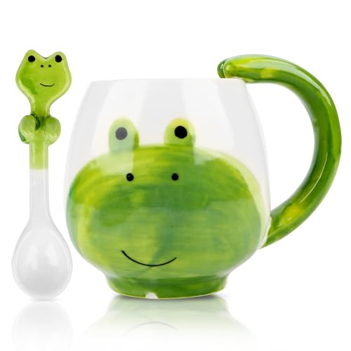 Frosch Tasse, Frösche Tassen Becher mit Löffel, 400 ml Süß Kaffeetasse Frosch Teetasse, Keramik Kaffeebecher Frog Mug für Tee Kaffee Milch, Geschenk Geburtstag für Junge Mädchen Frosch Tasse, Frösche Tassen Becher mit Löffel, 400 ml Süß Kaffeetasse Frosch Teetasse, Keramik Kaffeebecher Frog Mug für Tee Kaffee Milch, Geschenk Geburtstag für Junge Mädchen von Encuryna