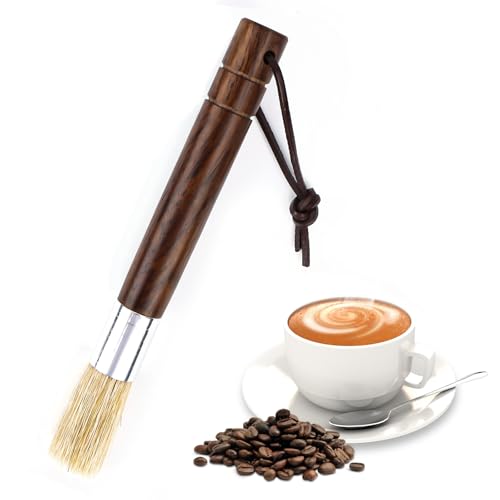 Kaffee Pinsel, Siebträger Bürste, Borstengriff Aus Walnussholz Barista Pinsel für Die Kaffeemühle Oder Pinsel Siebträger Reinigung, Zubehör für Kaffee Tee Espresso Barista von Encuryna