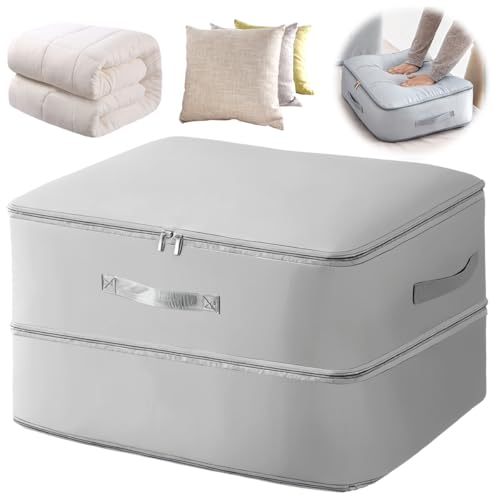 Ultra Platzsparender Selbstkomprimierender Organizer, Selbstkompressions Organizer Kleidung, Aufbewahrungstasche für Bettdecken, Groß Aufbewahrung für Bettdecken Decken (Grau, 52x42x30cm) von Encuryna