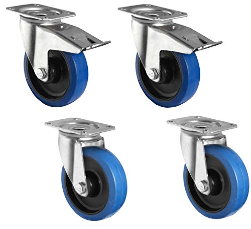 HRB blue wheels 4er Set Industrierollen, 160 mm Transportrollen, 1200 Kg Gesamttragkraft der Schwerlastrollen von HRB