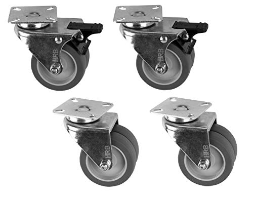 HRB Doppel Lenkrollen, 4 Stück 75mm davon 2 Stück mit Bremse 100 kg Transportrollen Doppelrollen von HRB