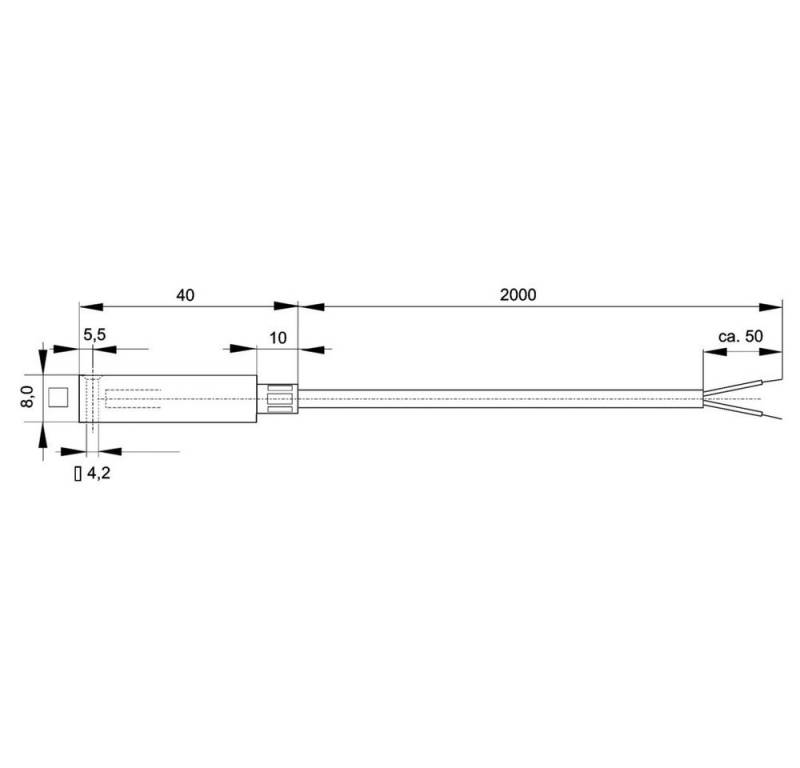 Enda Sensor Enda Temperatursensor K10-TC-J-40x8x8-2M Fühler-Typ J Messbereich Tem, (K10-TC-J-40x8x8-2M) von Enda