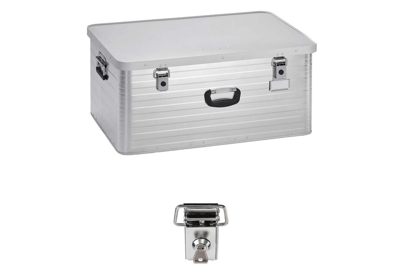 Enders® Aufbewahrungsbox Alubox 130 L + Schloss Set, hochwertig, mit Moosgummidichtung, Alukiste Transportbox Lagerbox Alukoffer Metallkiste Alubox von Enders®