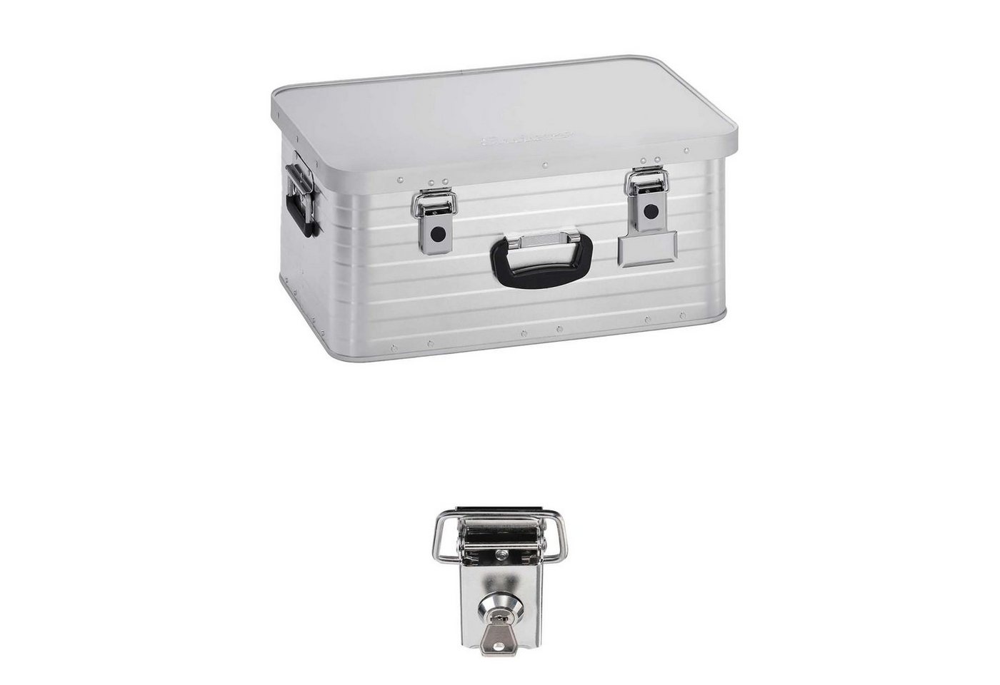 Enders® Aufbewahrungsbox Alubox 47 L +Schloss Set, hochwertig verarbeitet mit Moosgummidichtung, Alukiste Transportbox Lagerbox Alukoffer Metallkiste Alubox von Enders®