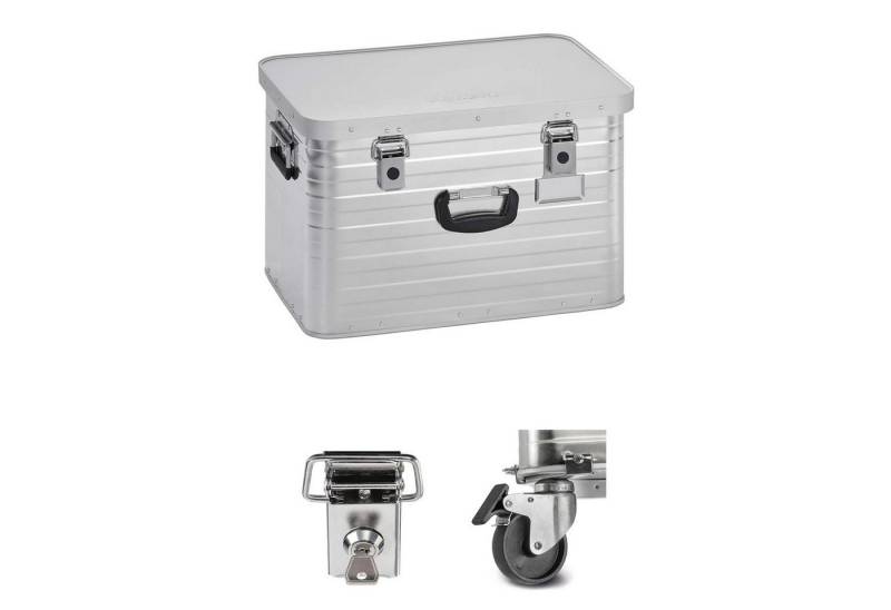 Enders® Aufbewahrungsbox Alubox 63 Liter + Schloss-Set + Transportrollen-Set, Alukiste Transportbox Lagerbox Alukoffer Metallkiste Alubox von Enders®