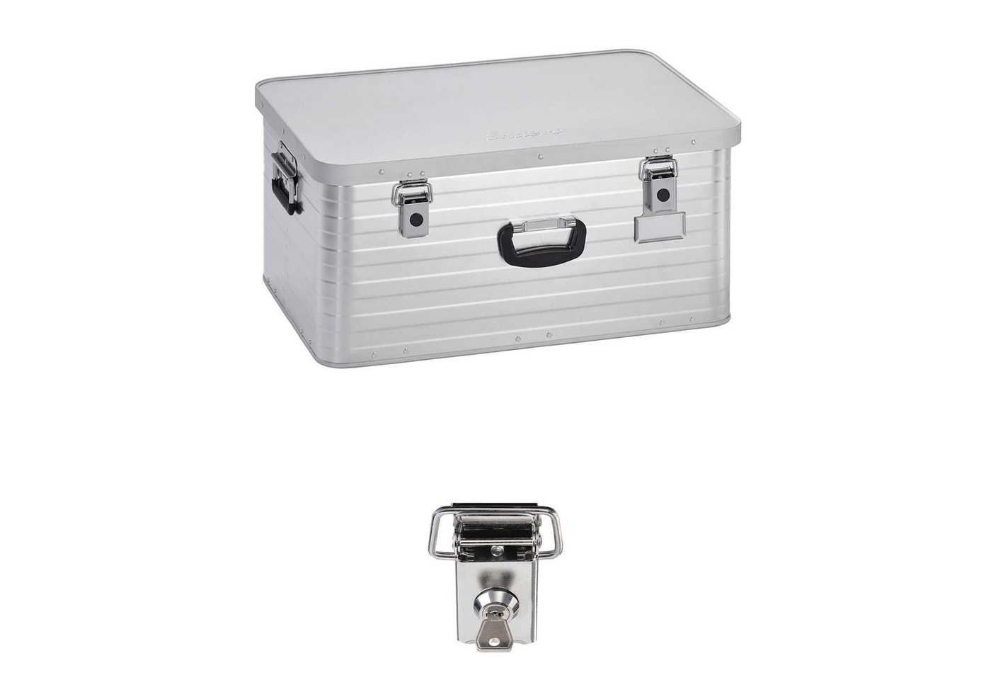 Enders® Aufbewahrungsbox Alubox 80 L+Schloss Set, hochwertig verarbeitet mit Moosgummidichtung, Alukiste Transportbox Lagerbox Alukoffer Metallkiste Alubox von Enders®