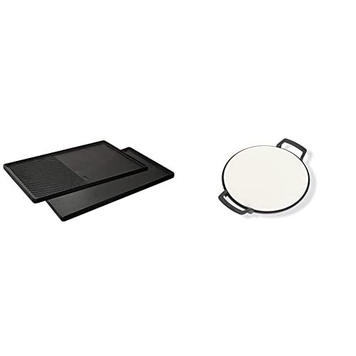 Enders® GUSS-WENDEPLATTE 1/2 7893 Boston 4, Schwarz/Grau & ® SWITCH GRID Pizzastein, Halter aus Gusseisen, für Enders® Gasgrill mit Rost-in-Rost System, Grill-Rost-Zubehör, 7790 von Enders