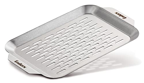 Enders® Grillschale, aus Edelstahl, zartes Grillgut wie Fisch oder empfindliches Fleisch, Grillzubehör,B32 x T19 x H1,5 cm #8804, Silber von Enders