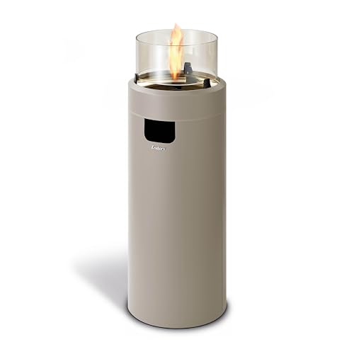 Enders Terrassenfeuer NOVA LED L TAUPE, Gas Terrassenfeuer mit Ambientebeleuchtungen, ECO GREEN Brenner-Technologie und exzellentem Design, H102cm Ø 62cm, taupe/gold #5606 von Enders