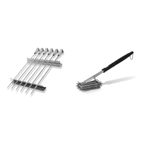 Enders® SCHASCHLIKSPIESS-Set Edelstahl 8802, Grillspieße & Premium GRILLBÜRSTE MIT EDELSTAHLBORSTEN 8814 Kunststoffgriff von Enders