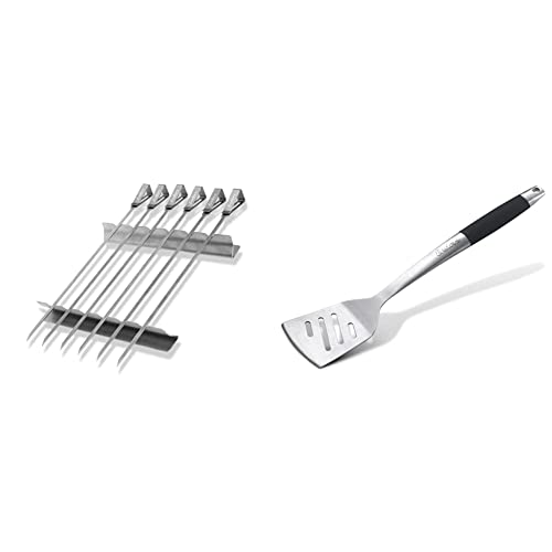 Enders® SCHASCHLIKSPIESS-SET EDELSTAHL 8802 & ® PREMIUM GRILLWENDER EDELSTAHL 8788 Griff mit Soft-Touch-Beschichtung, Grill-Zubehör, Gasgrill BBQ, schwarz von Enders