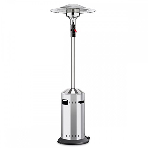 Enders Terrassenheizer Gas Elegance, Gas-Heizstrahler 9376, Heizpilz mit stufenloser Regulierung, Eco Plus Brenner, Transporträder, Umkippsicherung, Silber/Schwarz von Enders