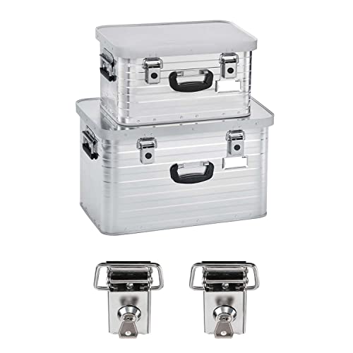 Enders Alubox 29 L + 63 L mit 2X Schloss Set - Aluminium Box stabile Wandstärke, spritzwasserdicht, stapelbar - Alu Box, Alukiste, Metallbox - verwendbar als Transportbox, Lagerbox, Werkzeugkiste von Enders