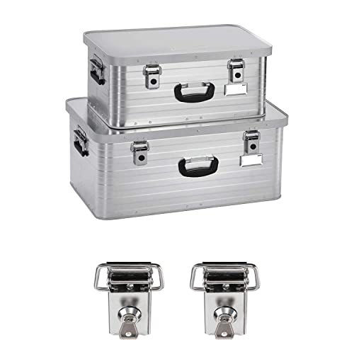 Enders Alubox 47 L + 80 L mit 2x Schloss Set - Aluminium Box 1 mm Wandstärke, spritzwasserdicht, stapelbar - Alu Box, Alukiste, Metallbox - verwendbar als Transportbox, Lagerbox, Werkzeugkiste von Enders