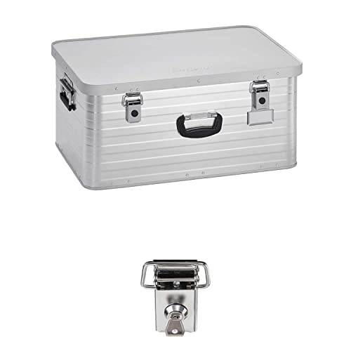 Enders Alubox 80 L mit Schloss Set - Aluminium Box 1 mm Wandstärke, spritzwasserdicht, stapelbar - Alukiste, Metallkiste, Metallbox mit Deckel - verwendbar als Transportbox, Werkzeugkiste, Lagerbox von Enders