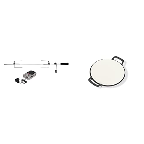 Enders Edelstahl-Grillspieß für Boston 6 Grillspieß Boston 6 silber & SWITCH GRID Pizzastein, Halter aus Gusseisen, für Enders® Gasgrill mit Rost-in-Rost System, Grill-Rost-Zubehör von Enders