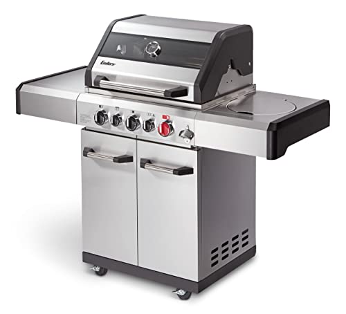 Enders Gasgrill Kansas II Pro 3 SIK Turbo, Gasgrill 3 Brenner mit doppelwandiger Garhaube und Switch Grid - Gasgrill Enders mit Turbo Zone (800 °C)-Gas Grill mit Backburner & Infrarotbrenner, Silber von Enders